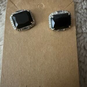 Sophisticated Black and Silver Gemstone Earrings
